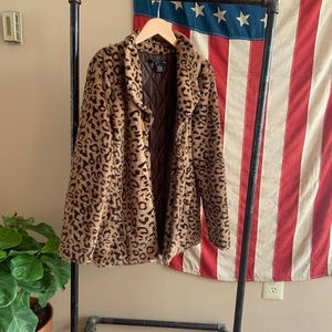 Faux Fur Leopard Print Jacket